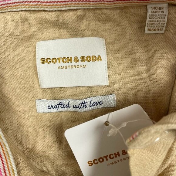 Scotch & Soda Mens Beige Button Up Linen Shirt Size Small a1331 - Picture 3 of 9